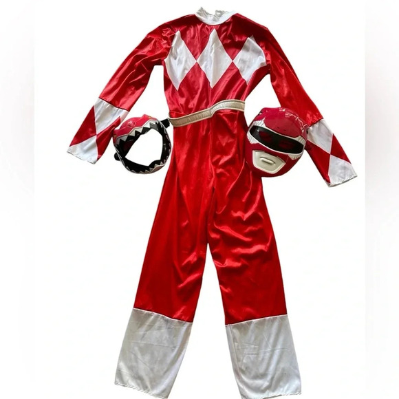Power Rangers Red Ranger Halloween Costume with Masks Size 10-12 - Picture 1 of 12